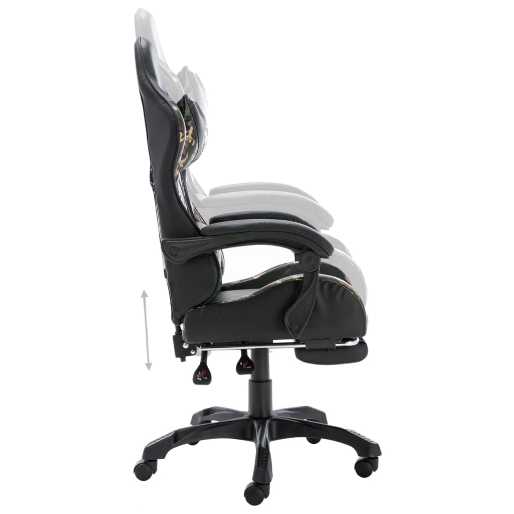 Gaming-Stuhl mit Fußstütze Schwarz und Tarnmuster Kunstleder - Premium Bürostühle - Just €168.71! Shop now at homesales4u
