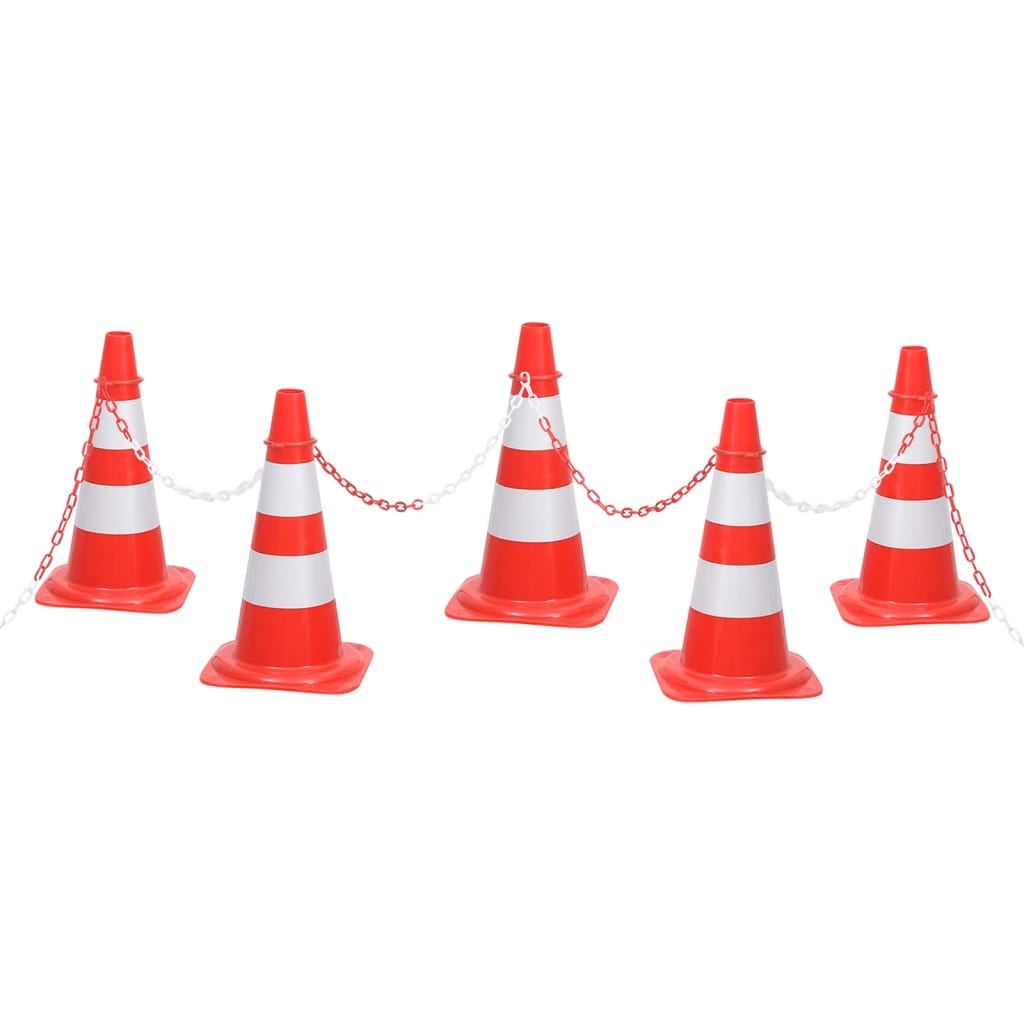 Leitkegel-Set mit 10 m Kette Rot und Weiß - Premium Verkehrsschilder - Just €137.54! Shop now at homesales4u