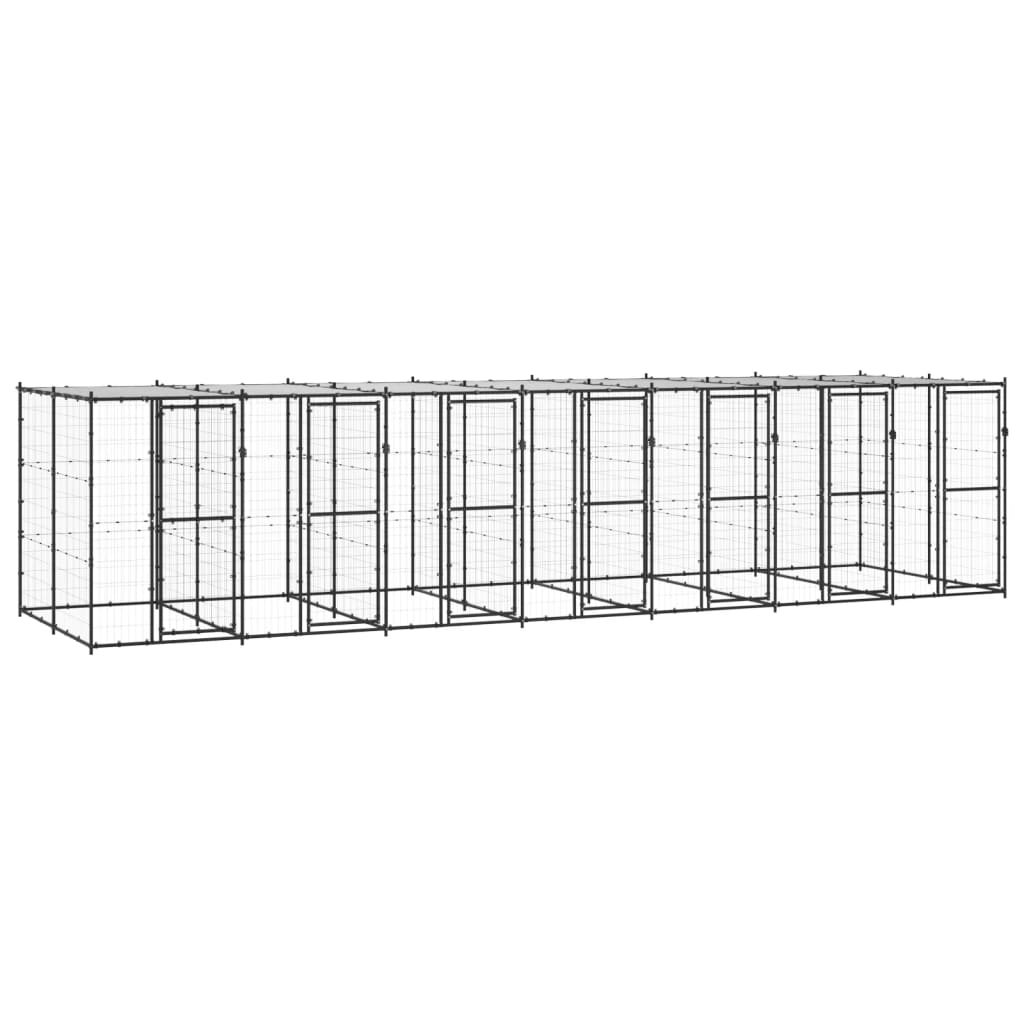 Outdoor-Hundezwinger Stahl mit Überdachung 16,94 m² - Premium Hundezwinger & -ausläufe - Just €1636.20! Shop now at homesales4u