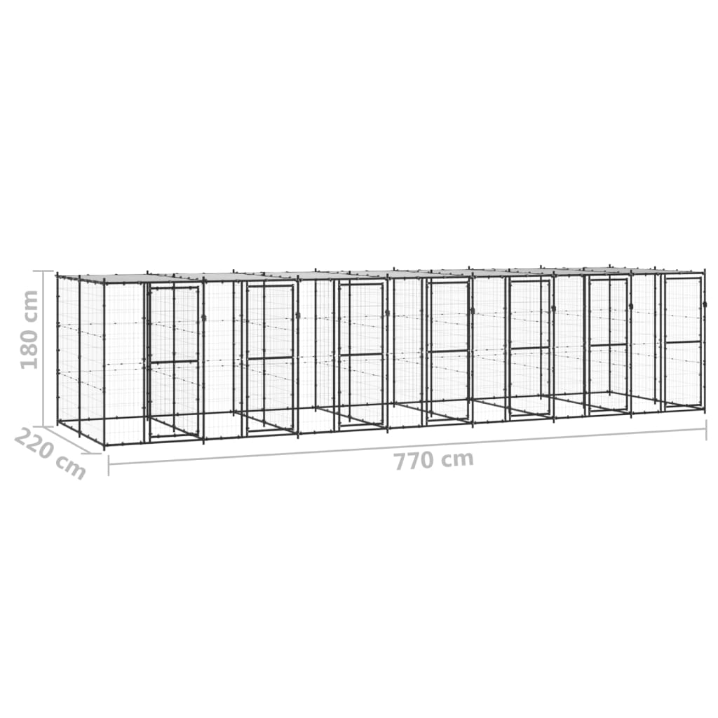 Outdoor-Hundezwinger Stahl mit Überdachung 16,94 m² - Premium Hundezwinger & -ausläufe - Just €1636.20! Shop now at homesales4u