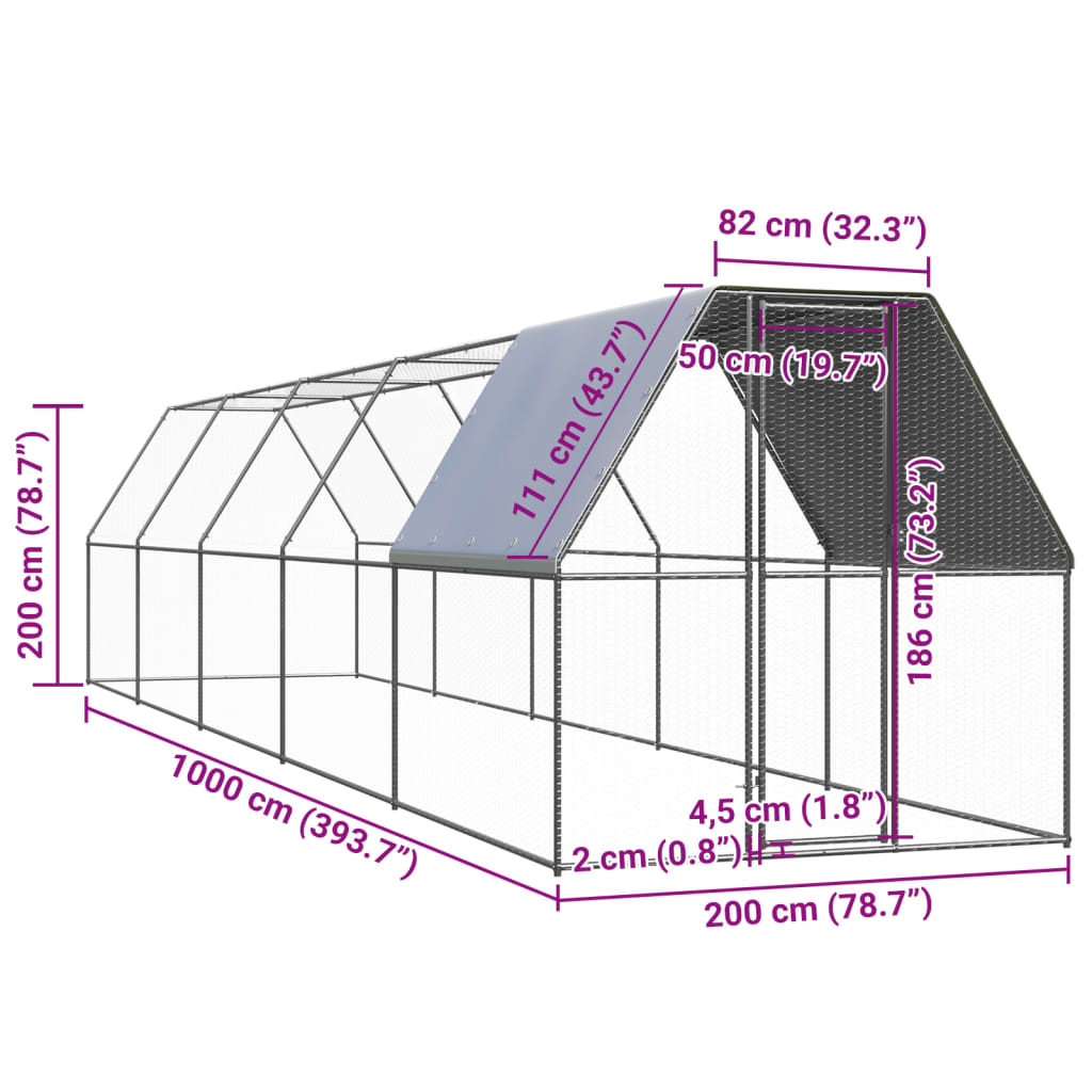 Outdoor-Hühnerkäfig 2x10x2 m Verzinkter Stahl - Premium Lebensräume & Gehege für Kleintiere - Just €600.24! Shop now at homesales4u