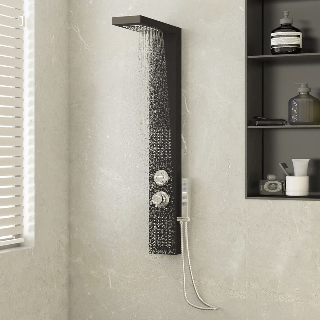 Duschpaneel-System Aluminium Schwarz - Premium Badewannen- & Duschdüsen - Just €198! Shop now at homesales4u