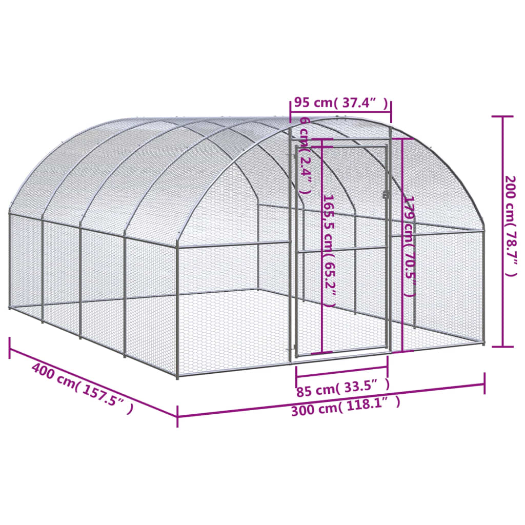 Outdoor-Hühnerstall 3x4x2 m Verzinkter Stahl - Premium Lebensräume & Gehege für Kleintiere - Just €354.37! Shop now at homesales4u