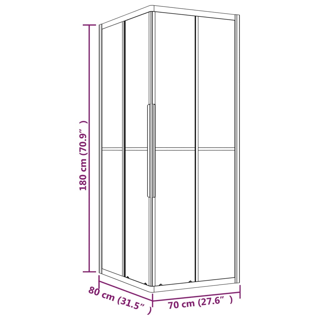 Duschkabine Matt ESG 80x70x180 cm Schwarz - Premium Duschkabinen & -türen - Just €337.08! Shop now at homesales4u