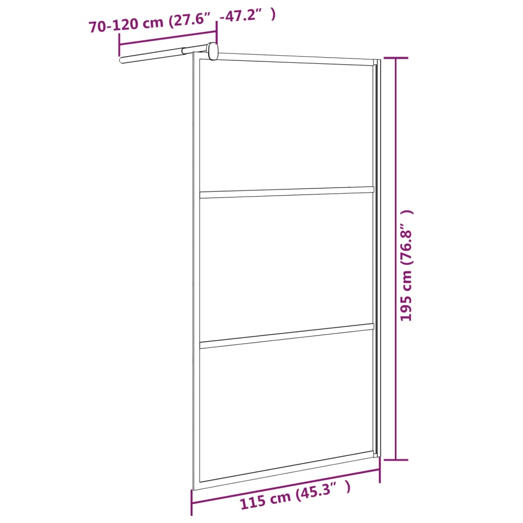 Duschwand für Walk-In Dusche 115x195cm ESG Halbmattiert Schwarz - Premium Duschwände - Just €258.50! Shop now at homesales4u