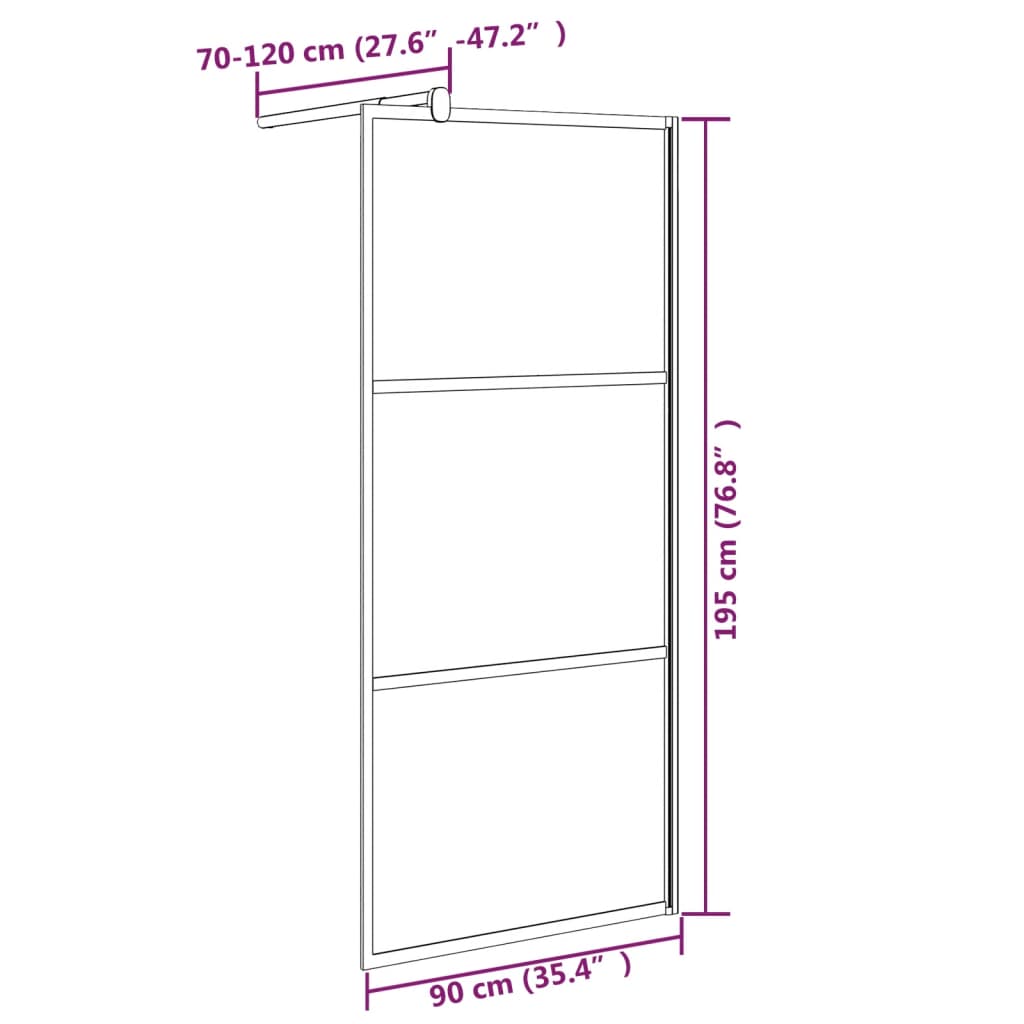 Duschwand für Walk-In Dusche 90x195 cm ESG Mattiert Schwarz - Premium Duschwände - Just €246.28! Shop now at homesales4u