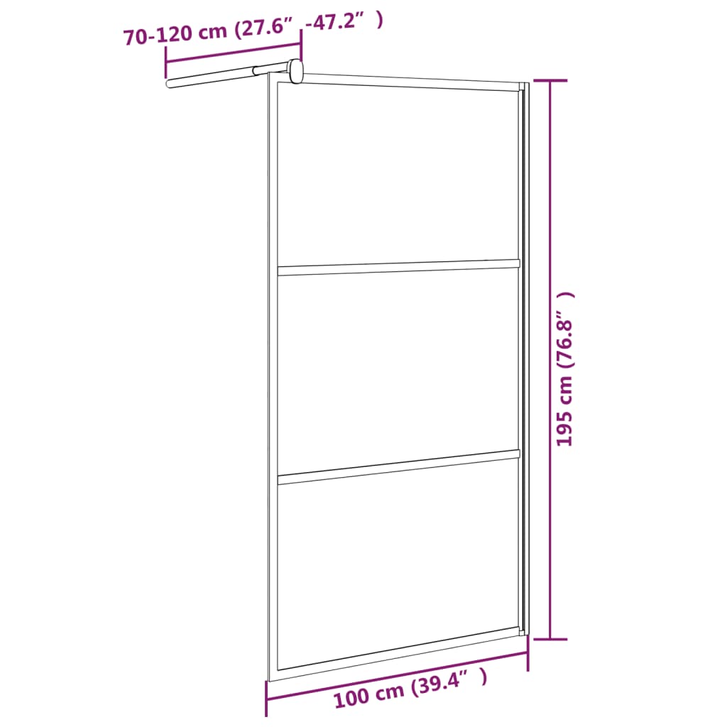 Duschwand für Walk-In Dusche 100x195 cm ESG Mattiert Schwarz - Premium Duschwände - Just €274.48! Shop now at homesales4u