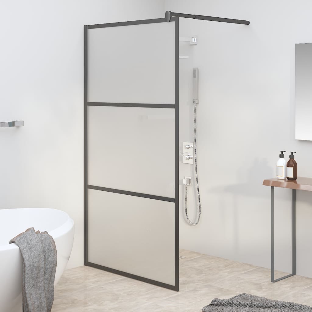 Duschwand für Walk-In Dusche 100x195 cm ESG Mattiert Schwarz - Premium Duschwände - Just €274.48! Shop now at homesales4u