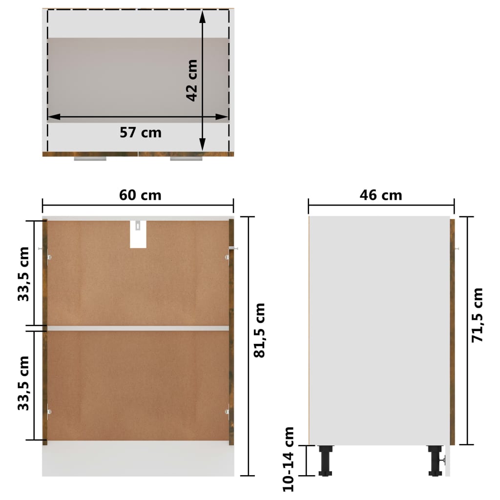 Unterschrank Lyon Räuchereiche 60x46x81,5 cm Holzwerkstoff - Premium Küchenschränke - Just €68.84! Shop now at homesales4u