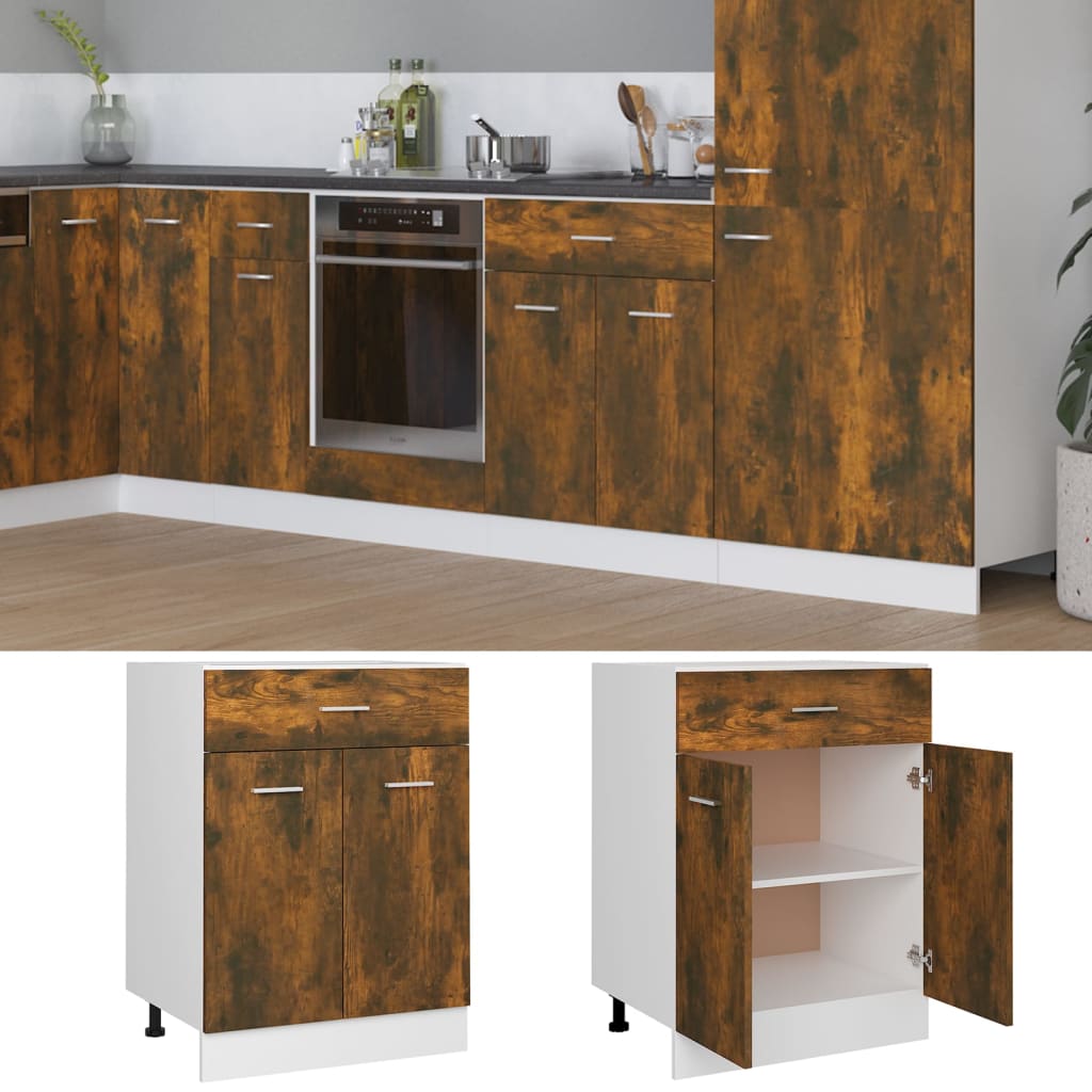Unterschrank mit Schublade Lyon Räuchereiche 60x46x81,5 cm - Premium Küchenschränke - Just €99.49! Shop now at homesales4u