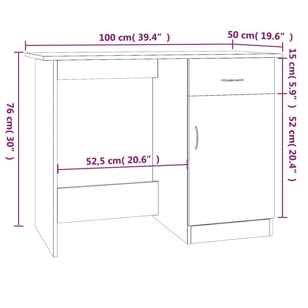 Schreibtisch Räuchereiche 100x50x76 cm Holzwerkstoff - Premium Schreibtische - Just €78.54! Shop now at homesales4u