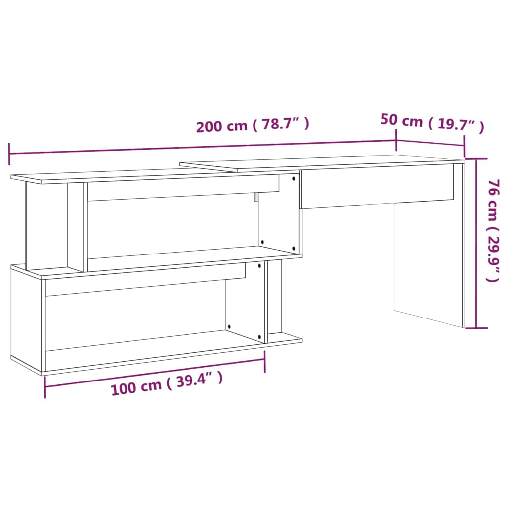Eckschreibtisch Grau Sonoma 200x50x76 cm Holzwerkstoff - Premium Schreibtische - Just €124.07! Shop now at homesales4u