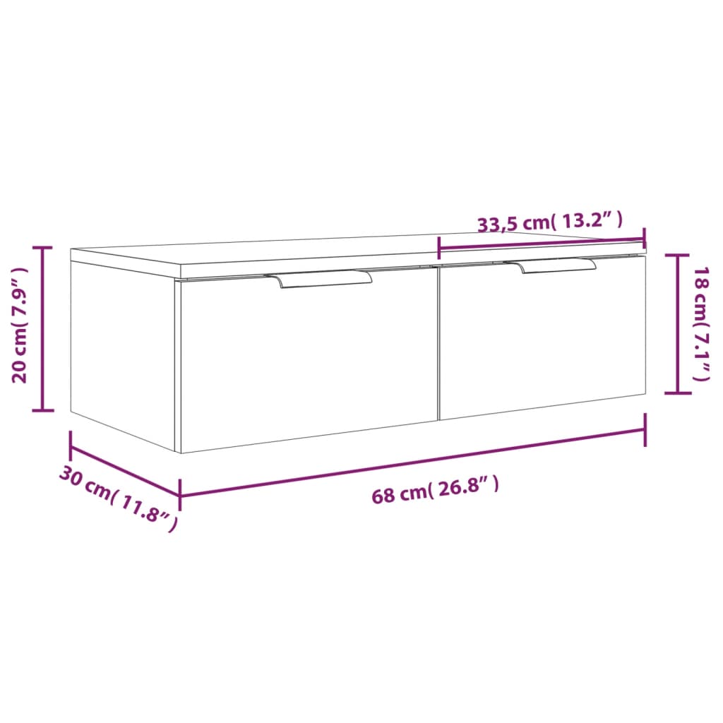 Wandschrank Weiß 68x30x20 cm Holzwerkstoff - Premium Schränke - Just €71.16! Shop now at homesales4u