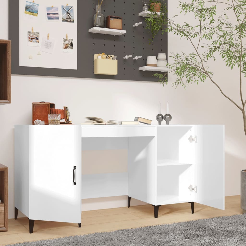 Schreibtisch Hochglanz-Weiß 140x50x75 cm Holzwerkstoff - Premium Schreibtische - Just €155.22! Shop now at homesales4u