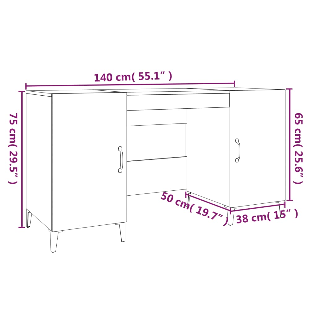 Schreibtisch Hochglanz-Weiß 140x50x75 cm Holzwerkstoff - Premium Schreibtische - Just €155.22! Shop now at homesales4u