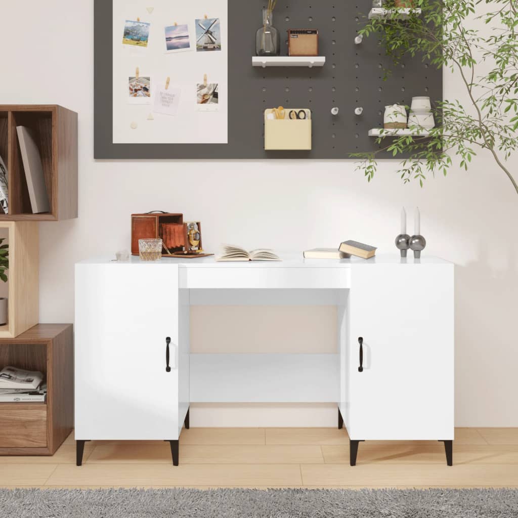 Schreibtisch Hochglanz-Weiß 140x50x75 cm Holzwerkstoff - Premium Schreibtische - Just €155.22! Shop now at homesales4u