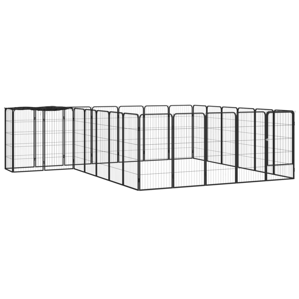 26-tlg. Hundelaufstall Schwarz 50x100cm Stahl Pulverbeschichtet - Premium Hundezwinger & -ausläufe - Just €547.86! Shop now at homesales4u