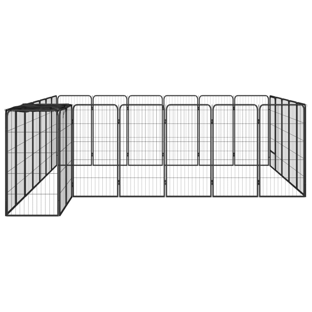 26-tlg. Hundelaufstall Schwarz 50x100cm Stahl Pulverbeschichtet - Premium Hundezwinger & -ausläufe - Just €547.86! Shop now at homesales4u