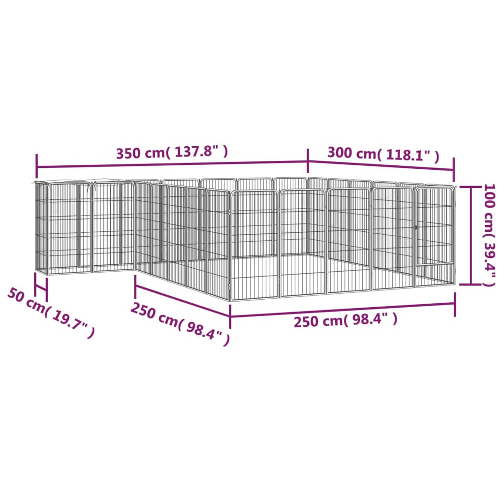 26-tlg. Hundelaufstall Schwarz 50x100cm Stahl Pulverbeschichtet - Premium Hundezwinger & -ausläufe - Just €547.86! Shop now at homesales4u