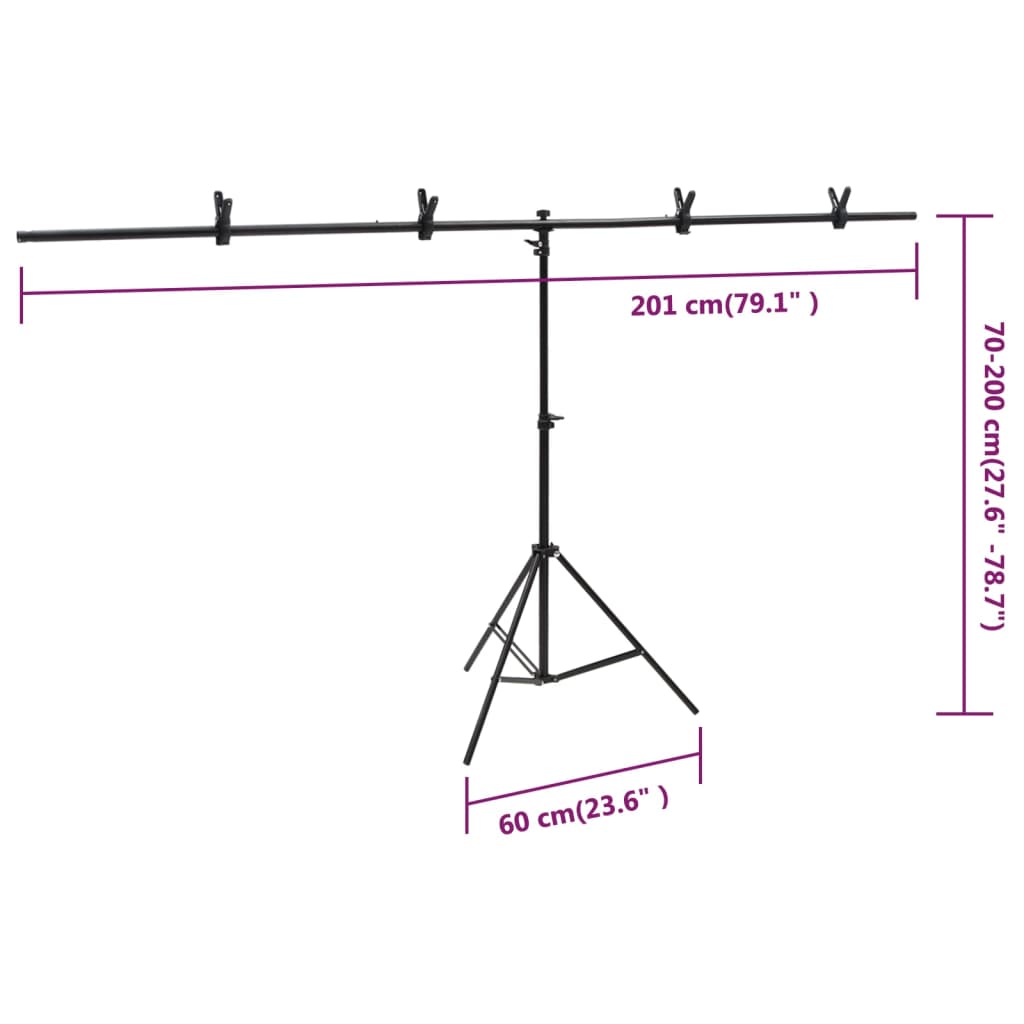 Hintergrundständer T-Form Schwarz 201x60x(70-200) cm - Premium Studio-Hintergrundsysteme - Just €42.66! Shop now at homesales4u