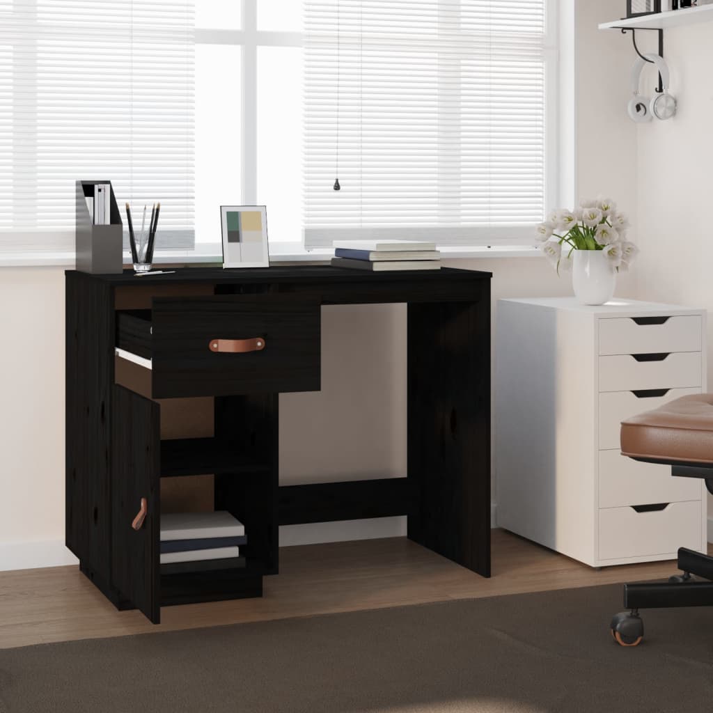 Schreibtisch Schwarz 95x50x75cm Massivholz Kiefer - Premium Schreibtische - Just €179.86! Shop now at homesales4u