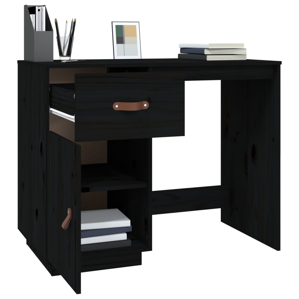 Schreibtisch Schwarz 95x50x75cm Massivholz Kiefer - Premium Schreibtische - Just €179.86! Shop now at homesales4u