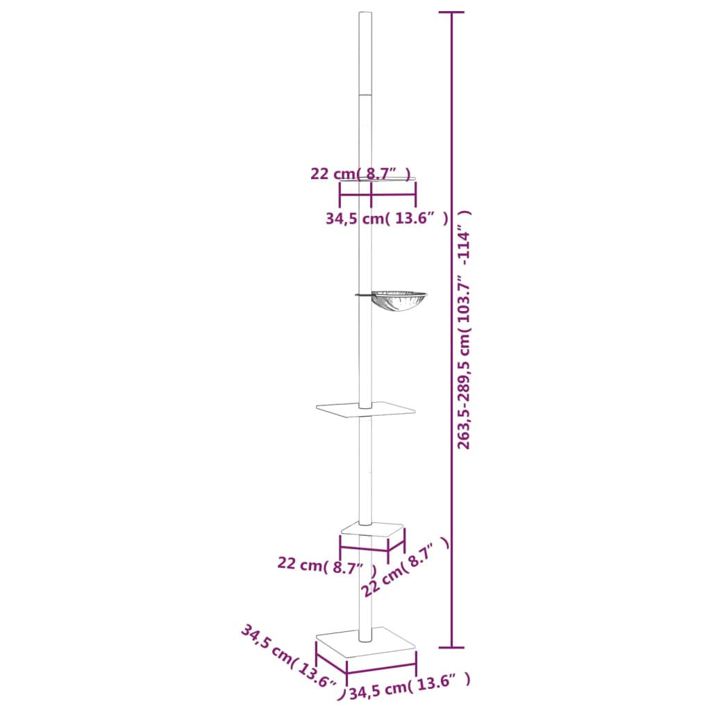 Kratzbaum Deckenhoch Hellgrau 263,5-289,5 cm - Premium Kratzbäume - Just €94.86! Shop now at homesales4u