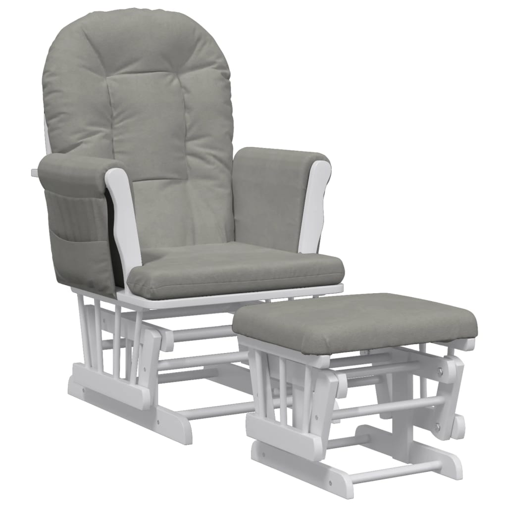 Schaukelsessel mit Hocker Gleitend Hellgrau Stoff - Premium Schaukelstühle - Just €349.72! Shop now at homesales4u