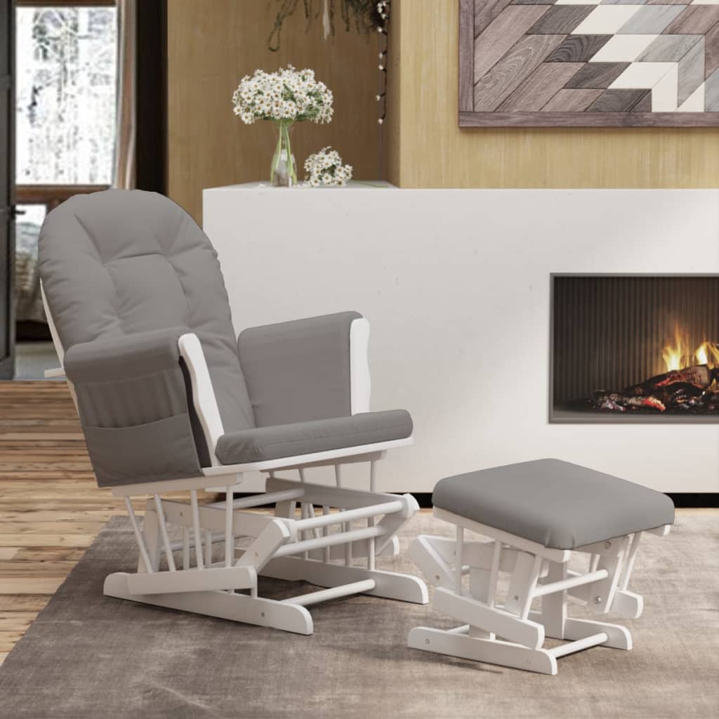 Schaukelsessel mit Hocker Gleitend Hellgrau Stoff - Premium Schaukelstühle - Just €349.72! Shop now at homesales4u