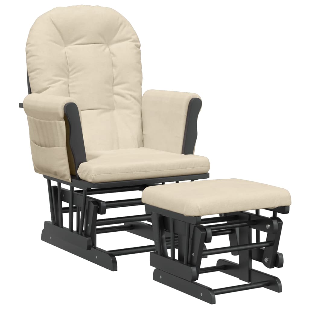Schaukelsessel mit Hocker Gleitend Cremeweiß Stoff - Premium Schaukelstühle - Just €336.11! Shop now at homesales4u