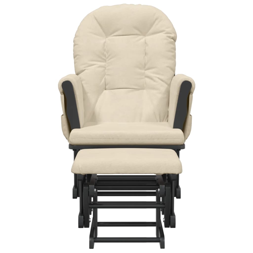 Schaukelsessel mit Hocker Gleitend Cremeweiß Stoff - Premium Schaukelstühle - Just €336.11! Shop now at homesales4u
