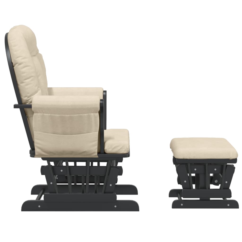 Schaukelsessel mit Hocker Gleitend Cremeweiß Stoff - Premium Schaukelstühle - Just €336.11! Shop now at homesales4u