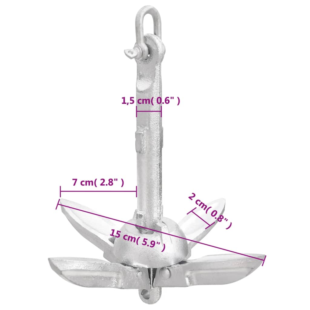 Klappanker Silber 0,7 kg Feuerverzinktes Gusseisen - Premium Anker - Just €25.57! Shop now at homesales4u