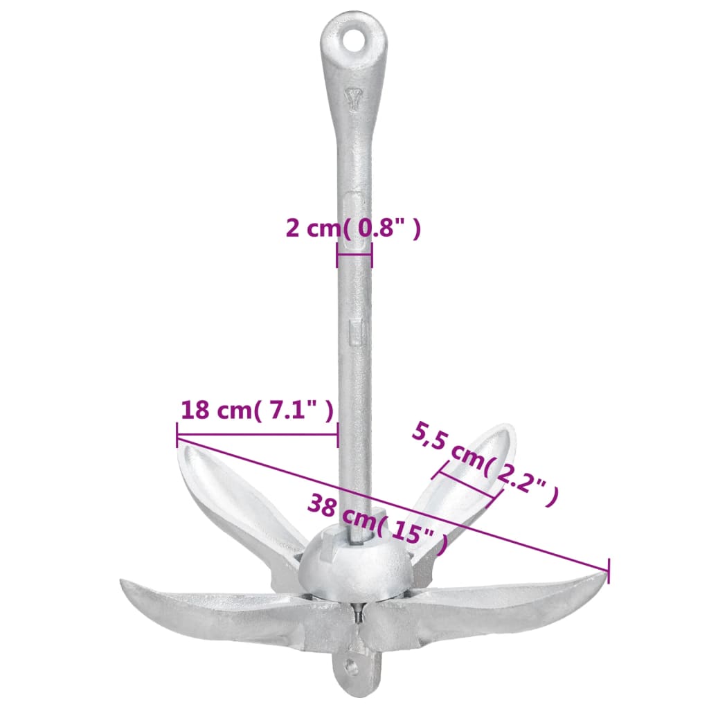 Klappanker Silber 4 kg feuerverzinktes Gusseisen - Premium Anker - Just €59.99! Shop now at homesales4u
