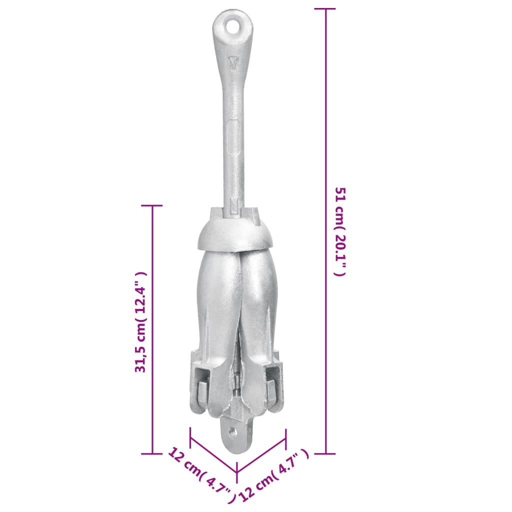 Klappanker Silber 6 kg Feuerverzinktes Gusseisen - Premium Anker - Just €78.82! Shop now at homesales4u