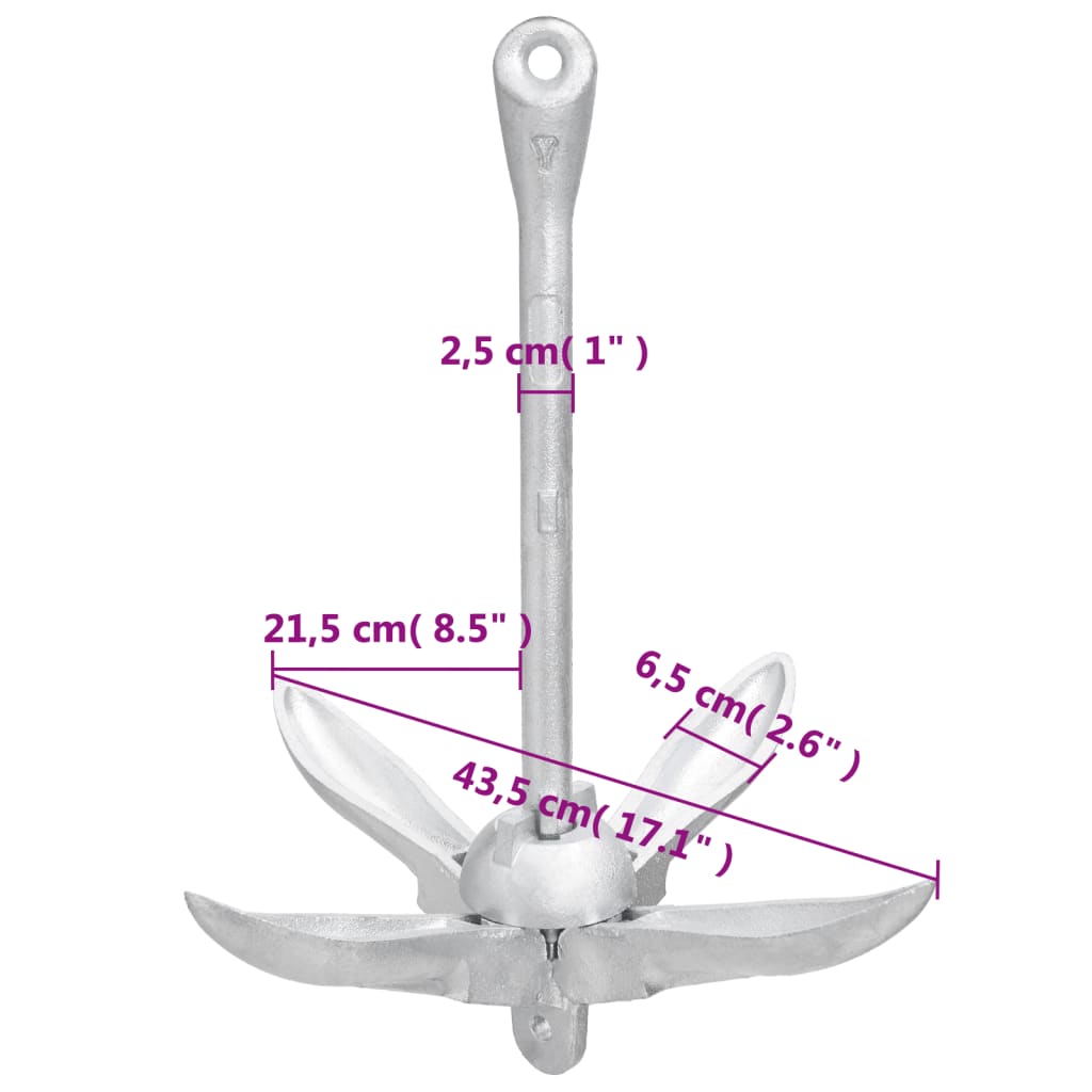 Klappanker Silber 6 kg Feuerverzinktes Gusseisen - Premium Anker - Just €78.82! Shop now at homesales4u