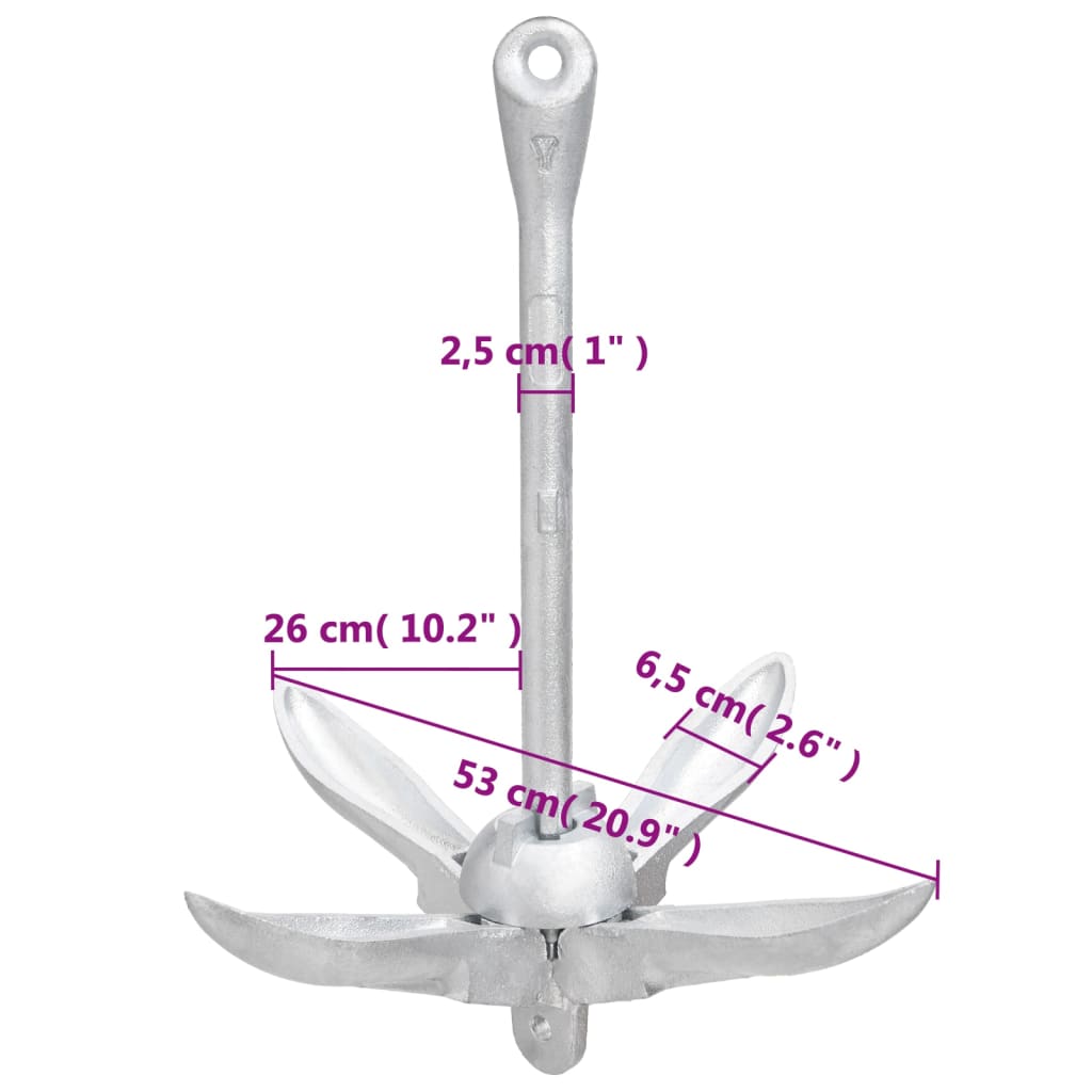 Klappanker Silber 8 kg Feuerverzinktes Gusseisen - Premium Anker - Just €101.38! Shop now at homesales4u
