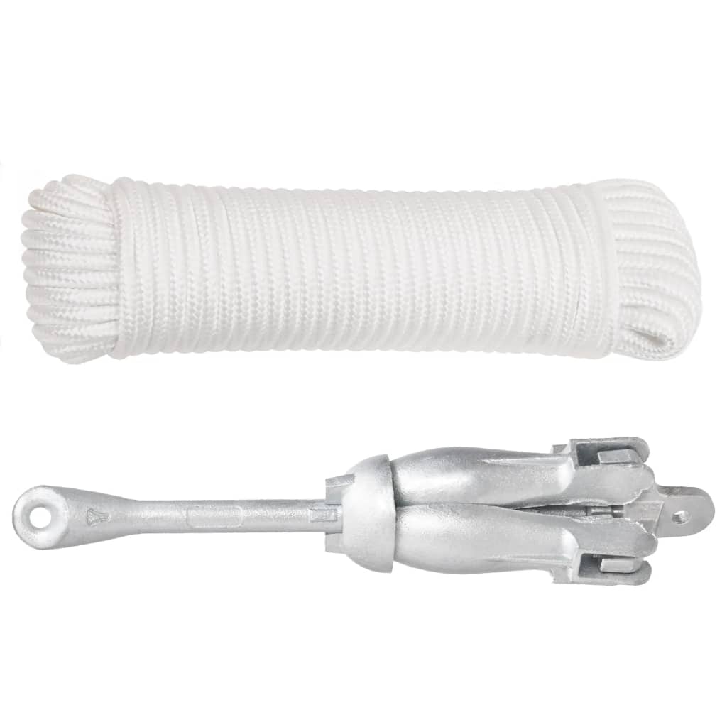 Klappanker mit Seil Silber 8 kg feuerverzinktes Gusseisen - Premium Anker - Just €104.94! Shop now at homesales4u