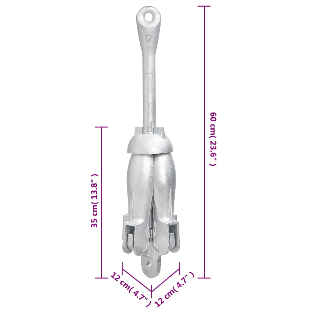 Klappanker mit Seil Silber 8 kg feuerverzinktes Gusseisen - Premium Anker - Just €104.94! Shop now at homesales4u