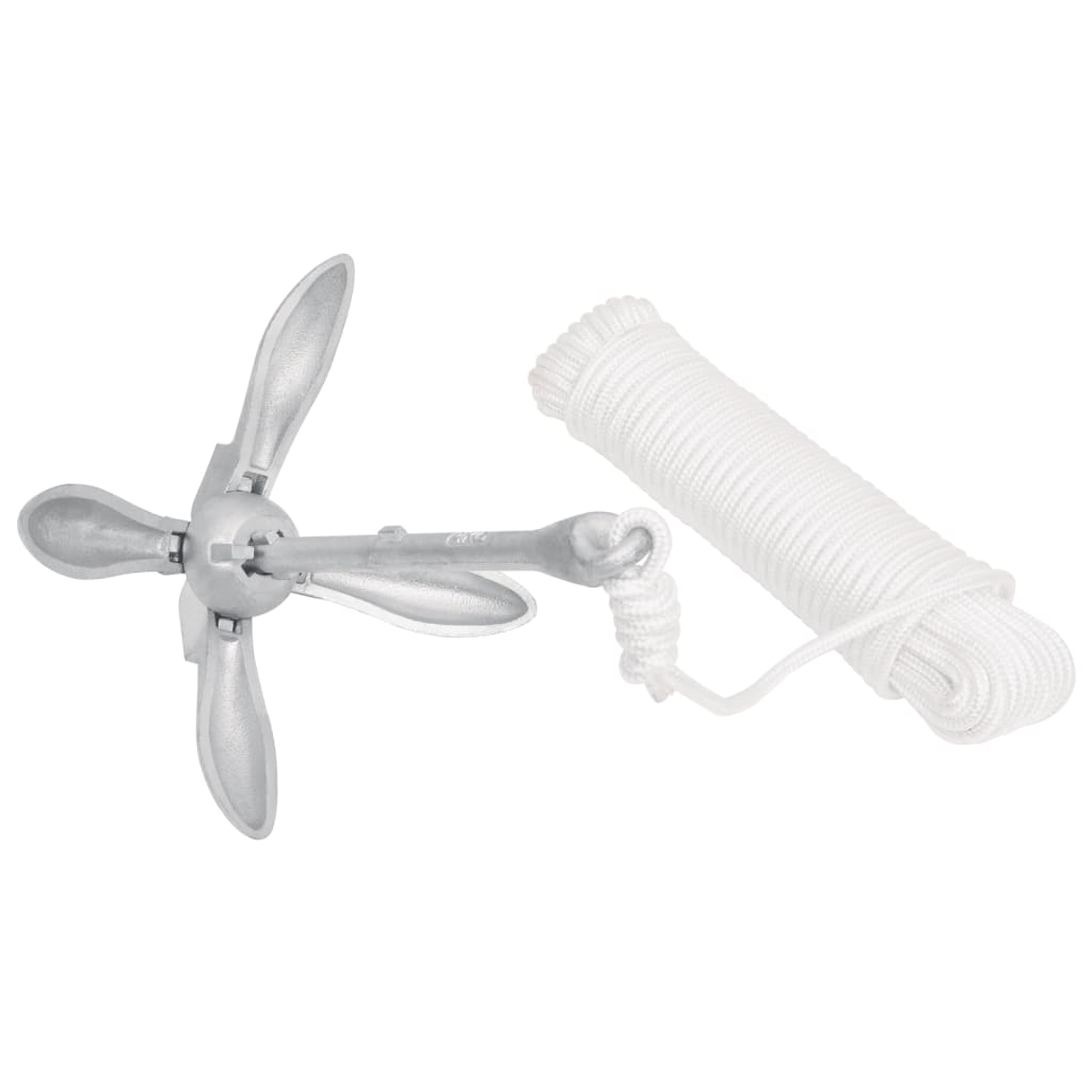 Klappanker mit Seil Silber 8 kg feuerverzinktes Gusseisen - Premium Anker - Just €104.94! Shop now at homesales4u
