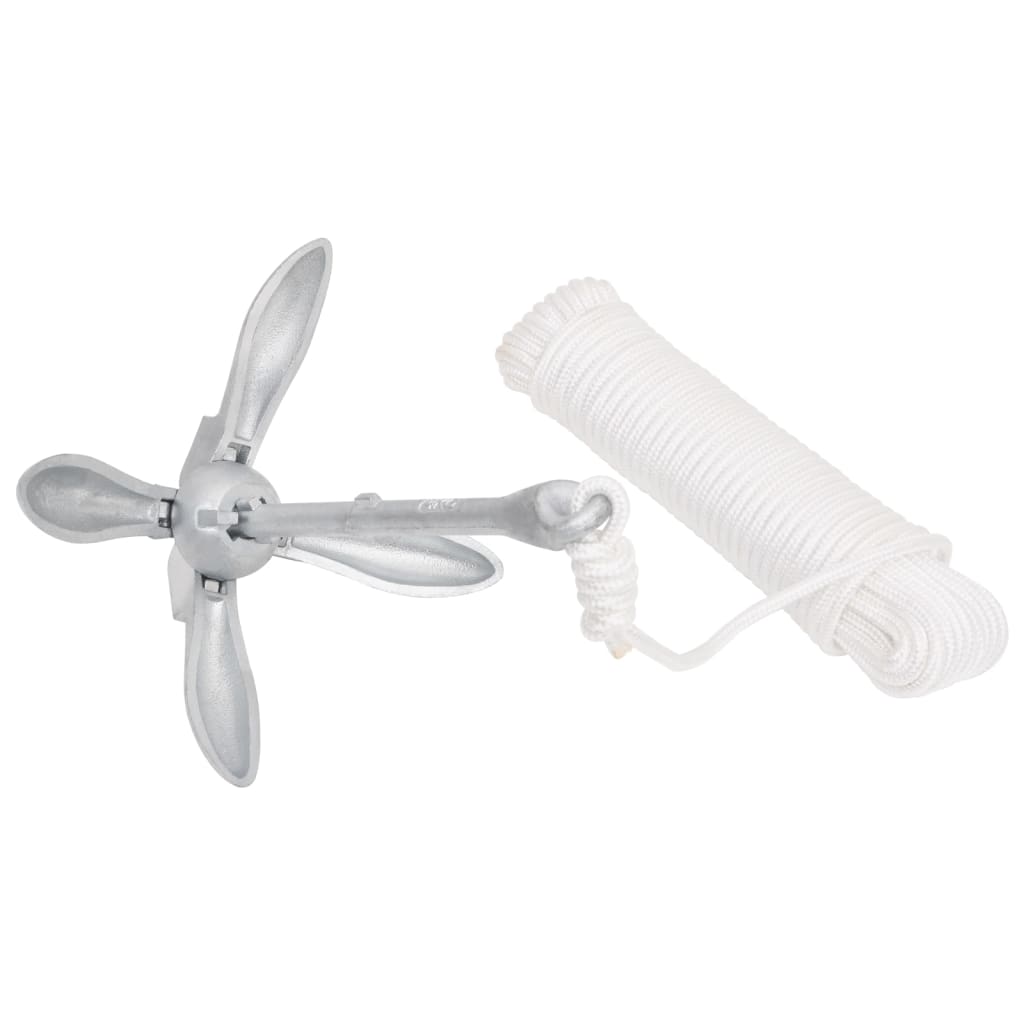 Klappanker mit Seil Silbern 1,5 kg Temperguss - Premium Anker - Just €33.11! Shop now at homesales4u