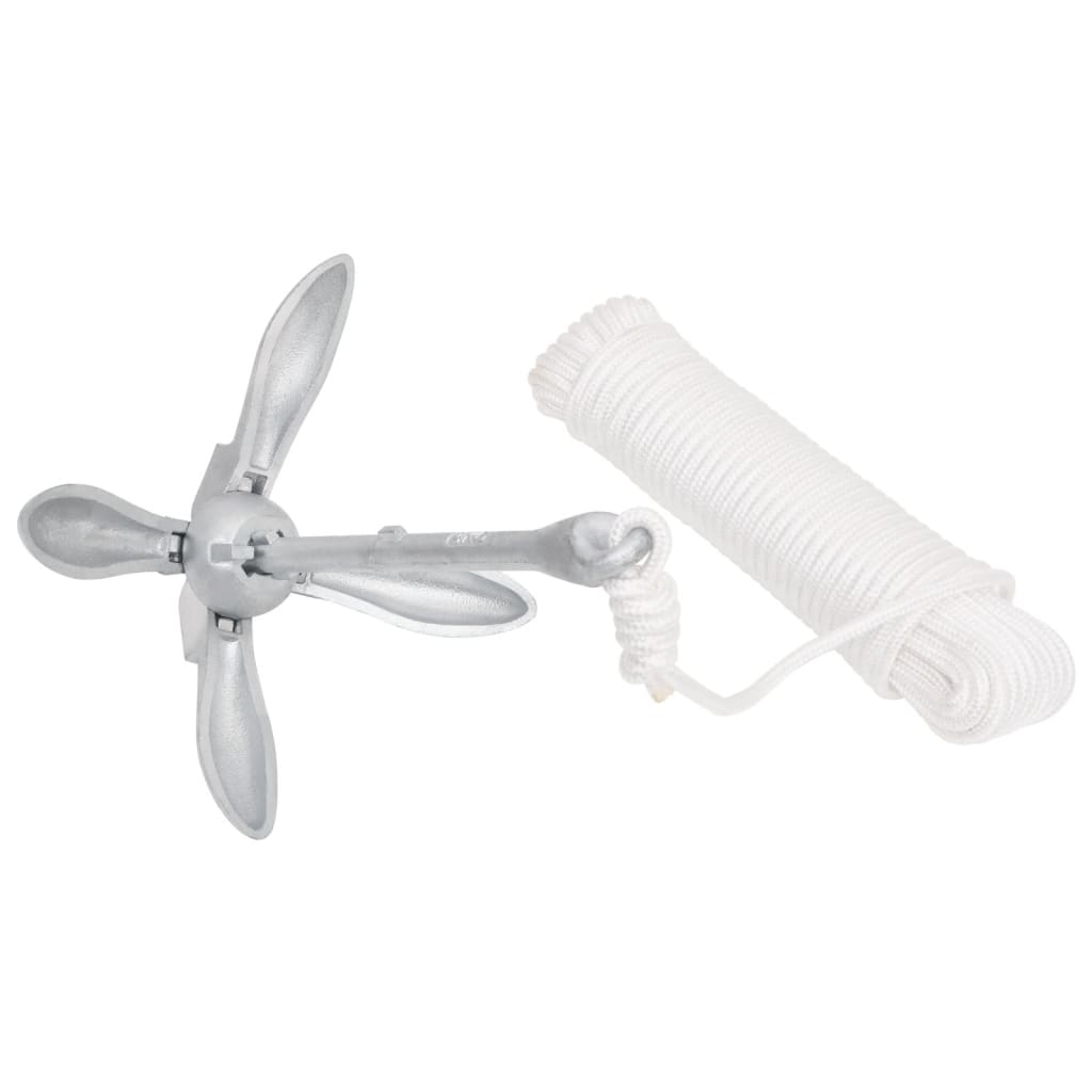 Klappanker mit Seil Silbern 3,2 kg Temperguss - Premium Anker - Just €52.78! Shop now at homesales4u
