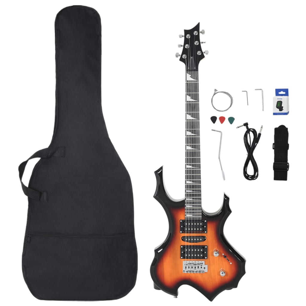 E-Gitarre für Anfänger mit Tasche Braun und Schwarz 4/4 39" - Premium Gitarren - Just €229.19! Shop now at homesales4u