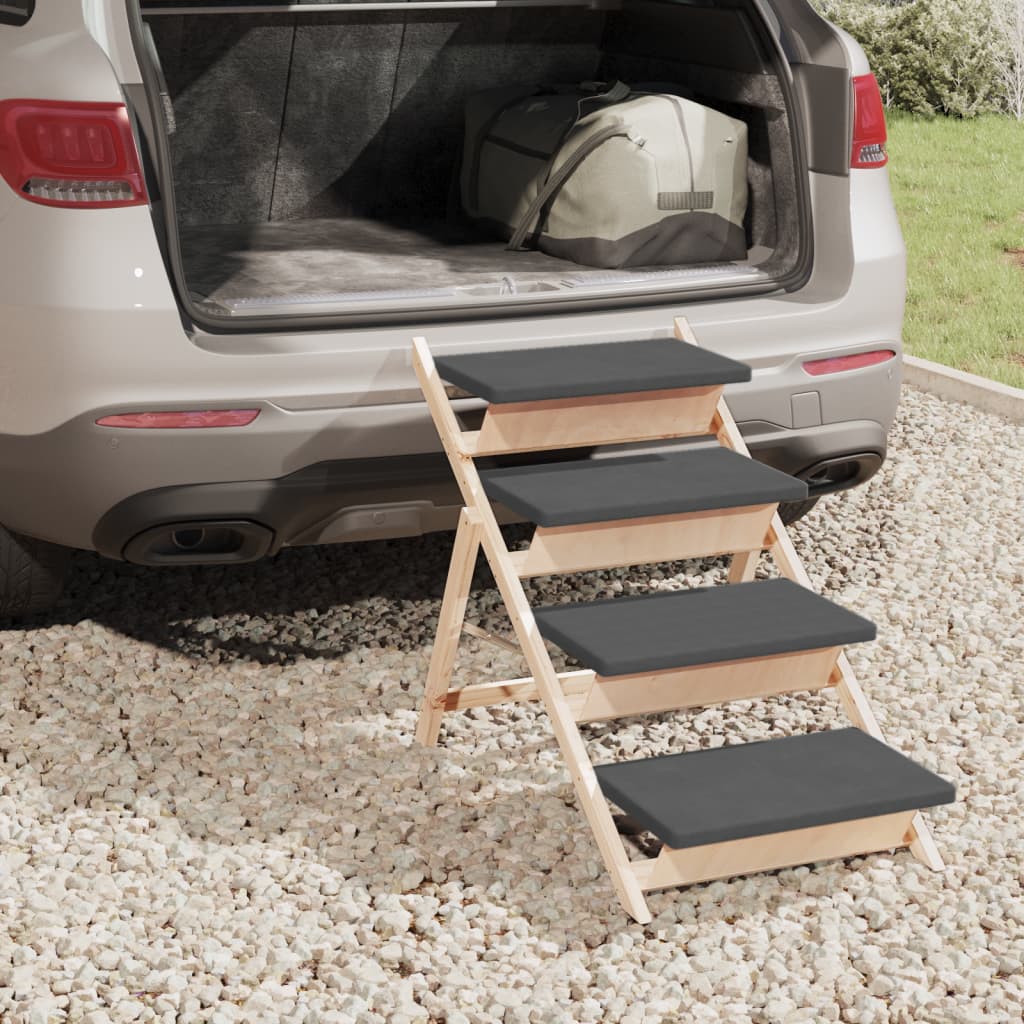 Hundetreppe Grau 105x47 cm Massivholz Tanne - Premium Treppen & Rampen für Haustiere - Just €117.32! Shop now at homesales4u