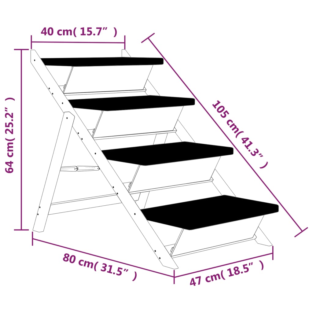 Hundetreppe Grau 105x47 cm Massivholz Tanne - Premium Treppen & Rampen für Haustiere - Just €117.32! Shop now at homesales4u