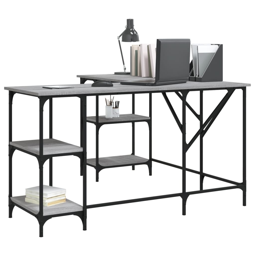 Schreibtisch Grau Sonoma 139x139x75 cm Holzwerkstoff - Premium Schreibtische - Just €126.76! Shop now at homesales4u