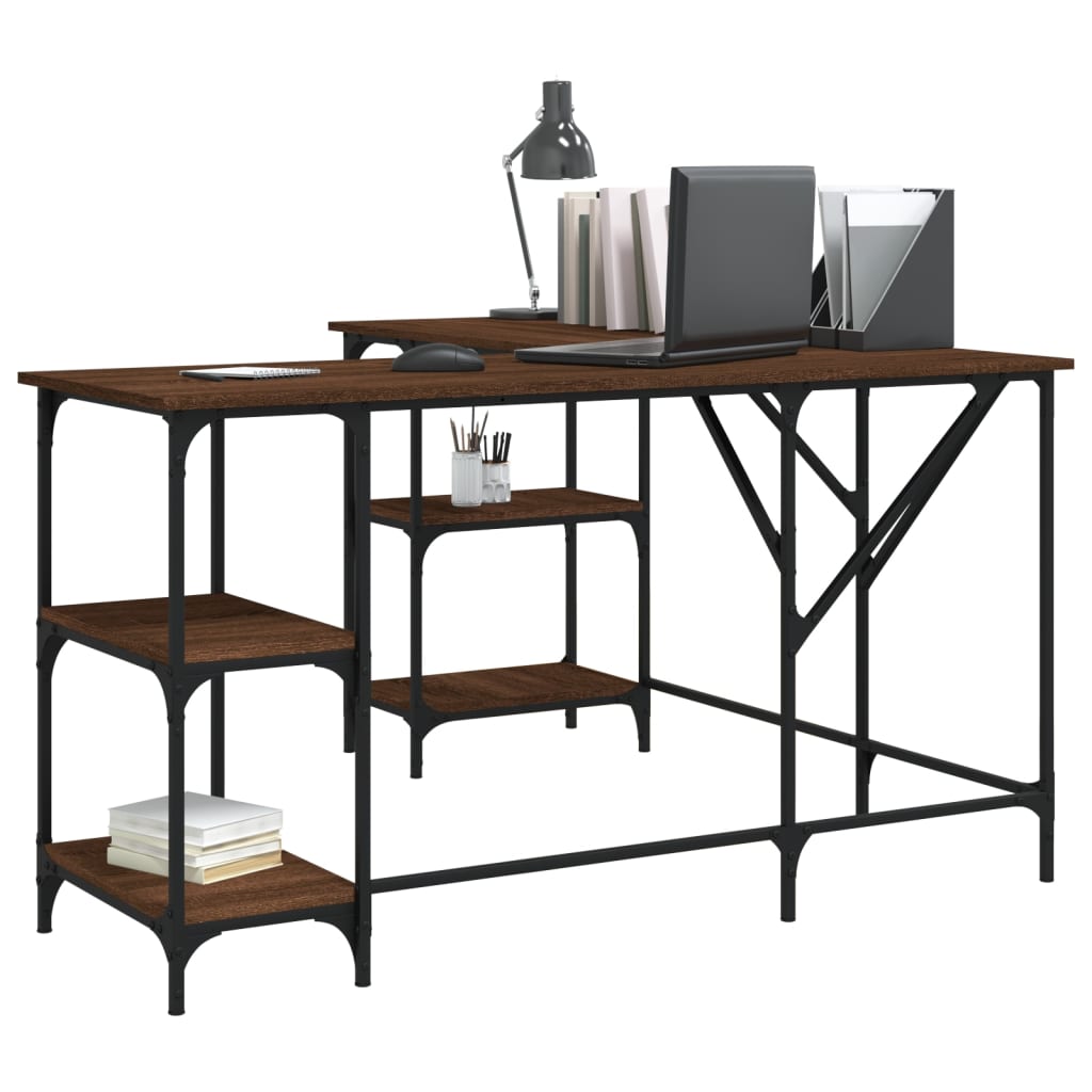 Schreibtisch Braun Eichen-Optik 139x139x75 cm Holzwerkstoff - Premium Schreibtische - Just €129.02! Shop now at homesales4u