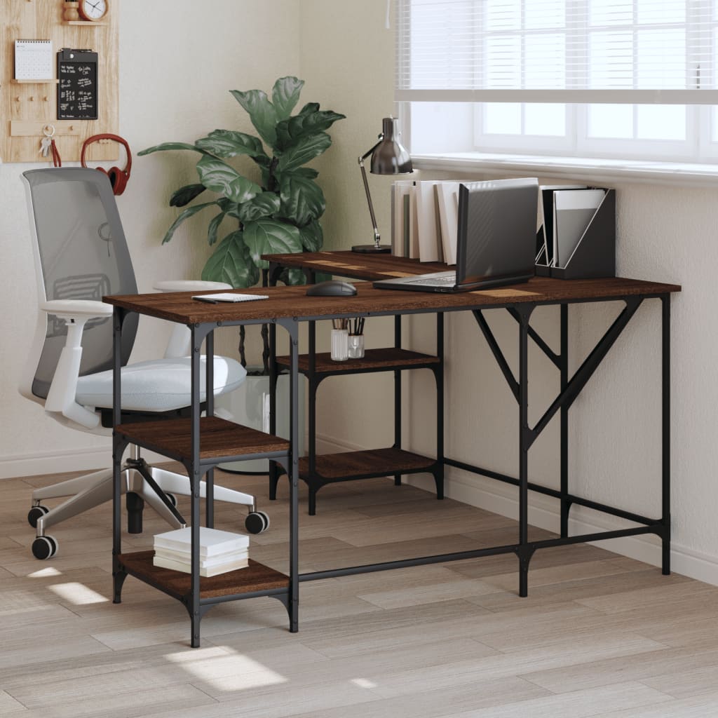 Schreibtisch Braun Eichen-Optik 139x139x75 cm Holzwerkstoff - Premium Schreibtische - Just €129.02! Shop now at homesales4u