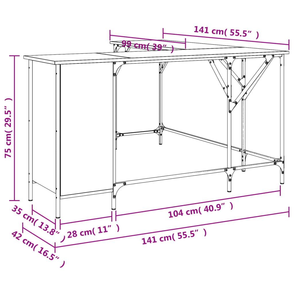 Schreibtisch Räuchereiche 141x141x75 cm Holzwerkstoff - Premium Schreibtische - Just €119.32! Shop now at homesales4u