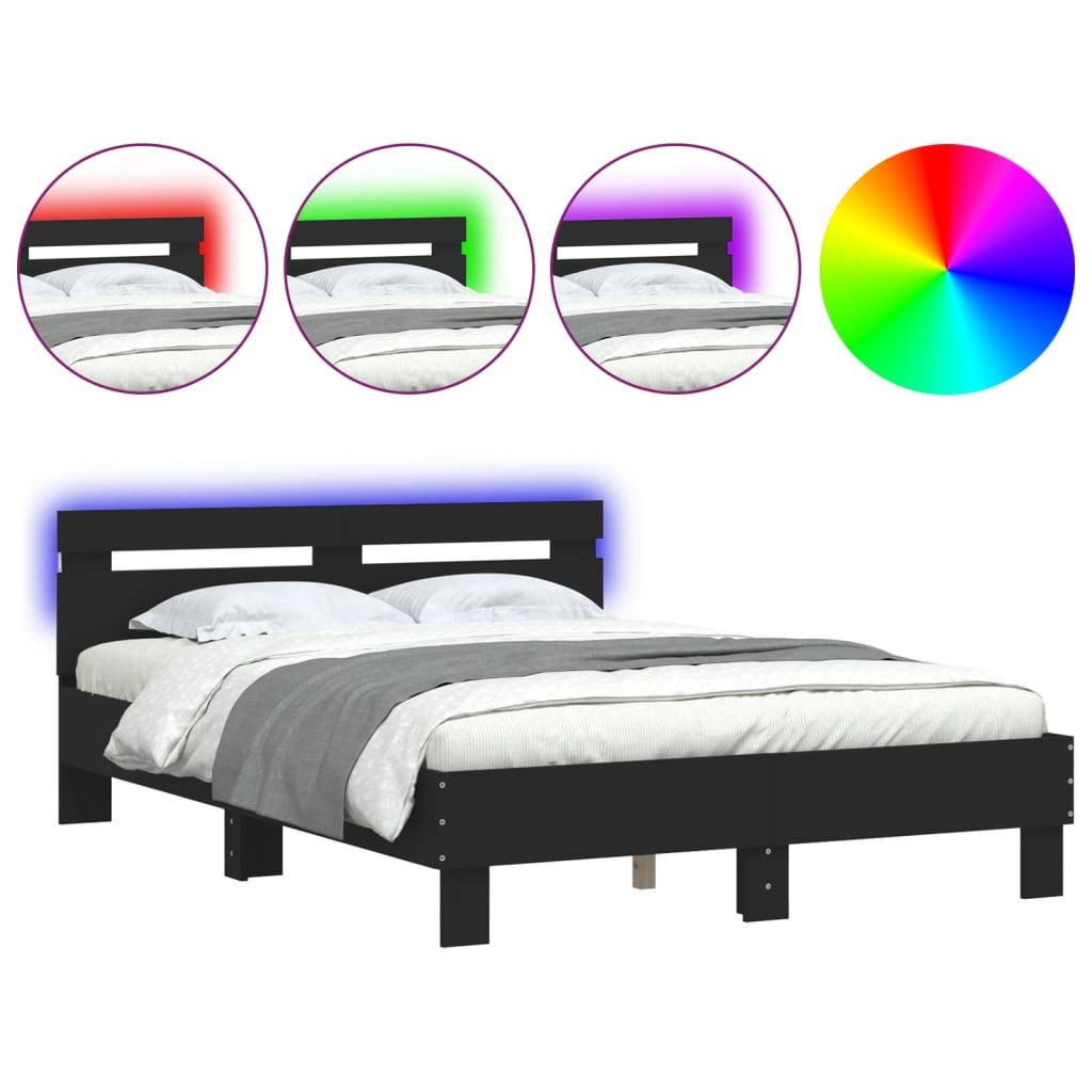 Bett mit LED-Beleuchtung ohne Matratze Schwarz 120x200 cm - Premium Betten & Bettgestelle - Just €216.85! Shop now at homesales4u
